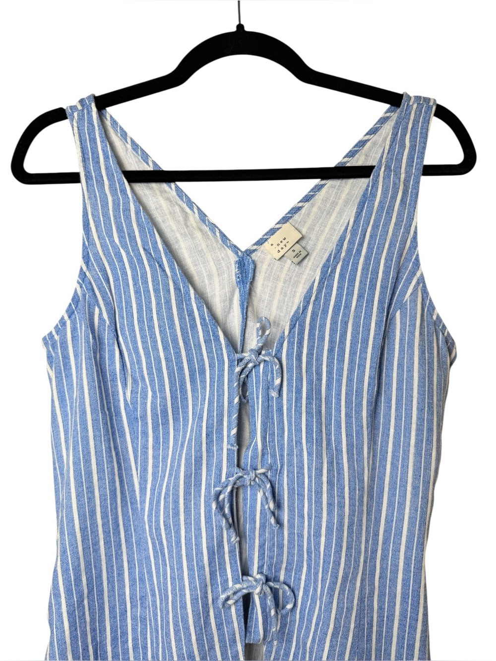 a new day Small Blue and White Striped Tie-Front Tank Top Vest - Picture 4 of 6